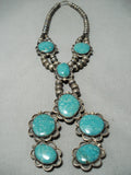 One Of The Best Vintage Native American Navajo Turquoise Sterling Silver Necklace Old-Nativo Arts