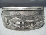 Wonderful Vintage Native American Navajo Sterling Silver Storyteller Bracelet Old-Nativo Arts