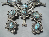 Best Vintage Native American Navajo Bisbee Turquoise Sterling Silver Squash Blososm Necklace-Nativo Arts