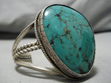 Best Vintage Native American Navajo Crow Spring Turquoise Running Water Sterling Silver Bracelet-Nativo Arts