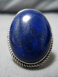 Breathtaking Vintage Navajo Domed Lapis Sterling Silver Native American Ring-Nativo Arts