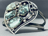 Incredibly Rare Vintage Native American Navajo Turquoise Heart Sterling Silver Bracelet Old-Nativo Arts