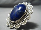 Stunning Vintage Navajo Lapis Sterling Silver Ring Native American-Nativo Arts