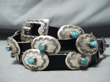Superb Vintage Native American Navajo Kingman Turquoise Sterling Silver Concho Belt-Nativo Arts