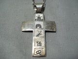 Remarkable Navajo Native American Sterling Silver Cross Necklace-Nativo Arts