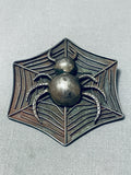 Native American One Of The Most Unique Vintage Southwestern Spider Sterling Silve Rpin-Nativo Arts