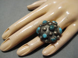 Marvelous Vintage Native American Navajo Domed Lone Mountain Turquoise Sterling Silver Ring-Nativo Arts