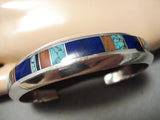 Important Vintage Native American Navajo Ray Tracey Turquoise Inlay Sterling Silver Bracelet-Nativo Arts