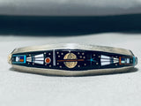 Very Intricate Outer Space Native American Navajo Turquoise Sterling Silver Bracelet-Nativo Arts