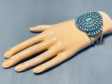 Magnificent Vintage Native American Navajo Turquoise Cluster Sterling Silver Bracelet-Nativo Arts