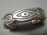 Best Hand Tooled Vintage Native American Navajo Oscar Alexius Sterling Silver Heavy Bracelet-Nativo Arts