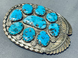Important Vintage Native American Zuni Turquoise Sterling Silver Leaf Manta Pin-Nativo Arts