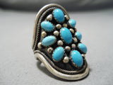 Huge Vintage Navajo Turquoise Sun Sterling Silver Native American Ring-Nativo Arts
