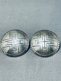 Important Kee Joe Benally Vintage Native American Navajo Sterling Silver Earrings-Nativo Arts