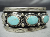 Heavy Vintage Navajo/ Mexican Turquoise Sterling Silver Bracelet Old-Nativo Arts