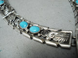 Majestic Vintage Native American Navajo Sleeping Beauty Turquoise Sterling Silver Necklace Old-Nativo Arts