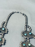 Gasp! 287 Gram Vintage Native American Navajo Turquoise Sterling Silver Squash Blossom Necklace-Nativo Arts