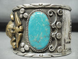 Native American Very Rare Usmc Militaryturquoise Sterling Silver Bracelet Old-Nativo Arts