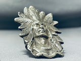 Heavy 44 Grams San Felipe Sterling Silver Chief Ring-Nativo Arts