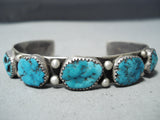 Impressive Vintage Native American Navajo Kingman Turquoise Sterling Silver Bracelet Old-Nativo Arts