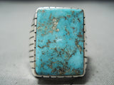 Fabulous Navajo Old Kingman Turquoise Sterling Silver Ring Native American-Nativo Arts