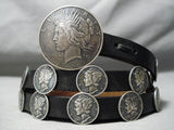 Incredible Vintage Native American Navajo Silver Dollar & Silver Dimes Concho Belt Old-Nativo Arts