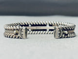Hand Coiled Vintage Native American Navajo Turquoise Sterling Silver Bracelet-Nativo Arts