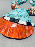 Native American Huge Vintage Santo Domingo Turquoise Shell Sterling Silver Heishi Necklace-Nativo Arts