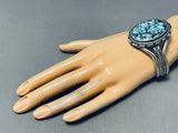 One Of The Most Unique Native American Navajo Spiderweb Turquoise Inlay Sterling Silver Bracelet-Nativo Arts