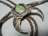 Authentic Vintage Native American Navajo Royston Turquoise Sterling Silver Bear Bolo Tie-Nativo Arts