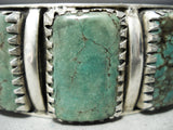 Heavy Vintage Native American Navajo Green Turquoise Sterling Silver Bracelet-Nativo Arts