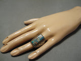Breathtaking Vintage Native American Navajo Shell Inlay Opal Sterling Silver Ring-Nativo Arts