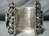 Native American 224 Gram Massive Buffalo #8 Turquoise Sterling Silver Bracelet-Nativo Arts