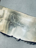 One Of The Most Detailed Ever Vintage Native American Navajo Sterling Silver Leaf Bracelet-Nativo Arts