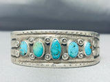 Early 1900's Vintage Native American Navajo Turquoise Silver Bracelet-Nativo Arts