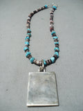 Native American Unique Vintage Santo Domingo Turquoise Sterling Silver Necklace Old-Nativo Arts