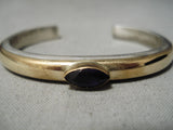 Thick Heavy Vintage Native American Navajo Old Sterling Silver Amethys Sterling Silver Bracelet-Nativo Arts