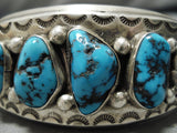 Important Vintage Native American Navajo Kee Joe Benally Turquoise Sterling Silver Bracelet Old-Nativo Arts