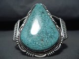 Spectacular Native American Navajo Signed Tight Spiderweb Turquoise Sterling Silver Bracelet-Nativo Arts