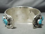 Heavy Huge Vintage Native American Navajo Cel Yazzie Turquoise Sterling Silver Bracelet Old-Nativo Arts
