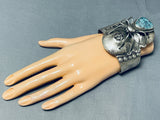 One Of Most Unique Ever Vintage Native American Navajo Turquoise Spider Sterling Silver Bracelet-Nativo Arts