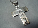 Remarkable Navajo Native American Sterling Silver Cross Necklace-Nativo Arts