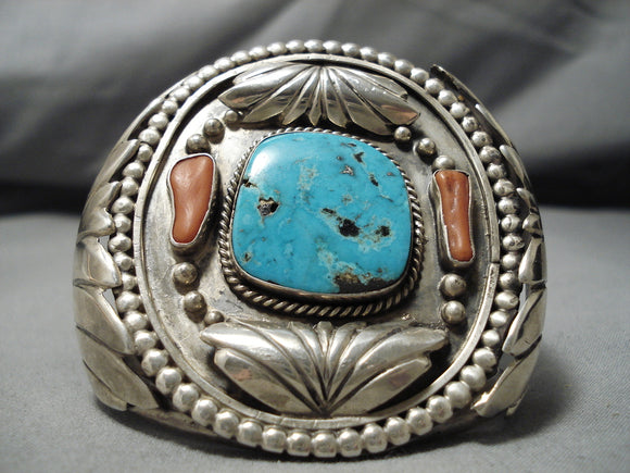 Rare Bisbee Turquoise Vintage Native American Navajo Sterling Silver Bracelet Cuff Old-Nativo Arts