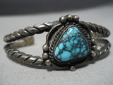 Wonderful Vintage Native American Navajo Spiderweb Turquoise Sterling Silver Bracelet Old-Nativo Arts