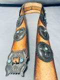 562 Grams Vintage Native American Navajo Turquoise Sterling Silver Concho Belt Old-Nativo Arts