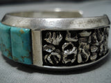 Museum Quality Vintage Native American Navajo Royston Turquoisr Thick Sterling Silver Bracelet-Nativo Arts