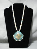 Native American Intricate!! Vintage Santo Domingo Turquoise Jade Sterling Silver Necklace-Nativo Arts