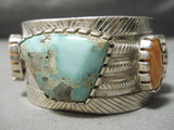 Important Heavy Vintage Native American Navajo Carico Lake Turquoise Stelring Silver Bracelet-Nativo Arts