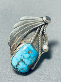 Rare Mine Turquoise Vintage Native American Navajo Morenci Sterling Silver Ring-Nativo Arts