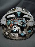 Opulent Vintage Native American Zuni Kendalll Shebola Turquoise Sterling Silver Dancer Bracelet-Nativo Arts